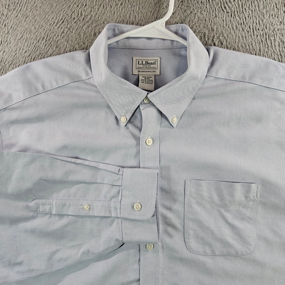 LL Bean Mens 18-35 Traditional Fit Blue Oxford Cloth Button Down Shirt